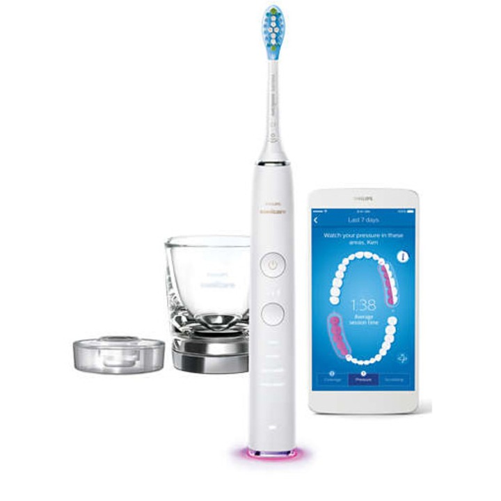Ел. четка за зъби Philips Sonicare DiamondClean Smart HX9901/03, 4 режима, 3 степени на интензивност, 1 накрайник, до 62000 движения на четката/минута, 1 чаша и 1 стойка за зареждане