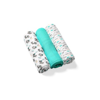 Set 3 scutece bambus, raton si frunzulite, turcoaz inchis, 70x70cm Set 3 scutece bambus, raton si frunzulite, turcoaz inchis, 70x70cm