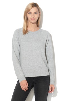 Vero Moda, Pulover cu decolteu la baza gatului si maneci raglan Doffy, Argintiu Vero Moda, Pulover cu decolteu la baza gatului si maneci raglan Doffy, Argintiu