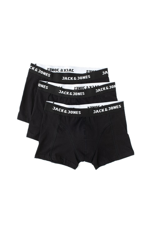 Jack & Jones, Set de boxeri cu banda logo elastica in talie Canthony - 3 perechi, Negru