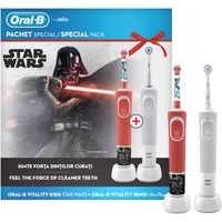 set family periuta de dinti electrica copii  adult oral b vitality d100 star wars vitality d100 sensi ultra thin 2 capete albrosu imagen 14_0_
0