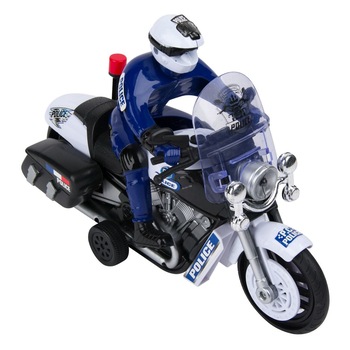 Motocicleta de interventie cu lumini si sunete, albastru negru, pentru copii, fara telecomanda, din plastic + 3 ani, ATS Motocicleta de interventie cu lumini si sunete, albastru negru, pentru copii, fara telecomanda, din plastic + 3 ani, ATS