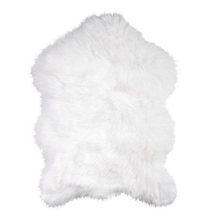 Covor sintetic, 90x55 cm, alb