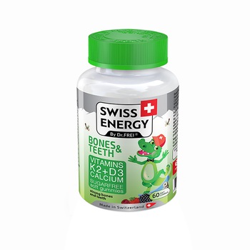 Vitamine, Jeleuri Bones and Teeths, Swiss Energy, 60 buc Vitamine, Jeleuri Bones and Teeths, Swiss Energy, 60 buc