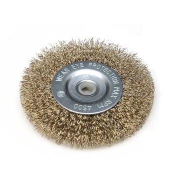 Perie de disc din sarma alama 150mm, diametru gaurii 16mm Perie de disc din sarma alama 150mm, diametru gaurii 16mm