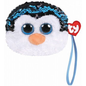 Gentuta de mana din plus TY - Pinguinul Waddles, cu paiete, 10 cm Gentuta de mana din plus TY - Pinguinul Waddles, cu paiete, 10 cm