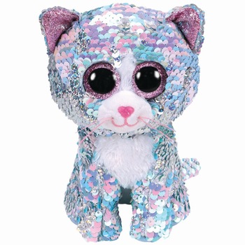 Jucarie de plus TY - Beanie Boos, Pisicuta Whimsy, cu paiete, 15 cm Jucarie de plus TY - Beanie Boos, Pisicuta Whimsy, cu paiete, 15 cm