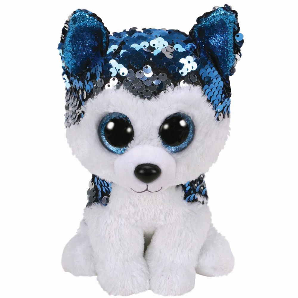 Jucarie de plus TY - Beanie Boos, Husky Slush, cu paiete, 15 cm