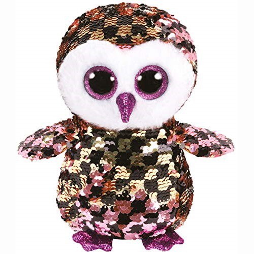 Jucarie de plus TY - Beanie Boos, Bufnita, cu paiete, 24 cm