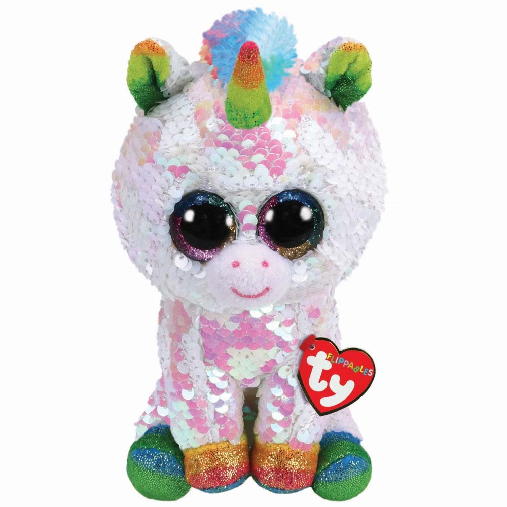 Jucarie de plus TY - Beanie Boos, Unicornul Pixy, cu paiete, 24 cm