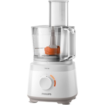 Robot de bucatarie Philips HR7310/00 Daily Collection, 700 W, 2 viteze + puls, bol 2.1 L, dispozitiv de emulsifiere, disc din inox, Alb Robot de bucatarie Philips HR7310/00 Daily Collection, 700 W, 2 viteze + puls, bol 2.1 L, dispozitiv de emulsifiere, disc din inox, Alb