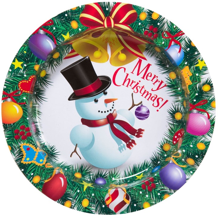 Коледен метален пепелник със снежен човек Shopiens®, 14см