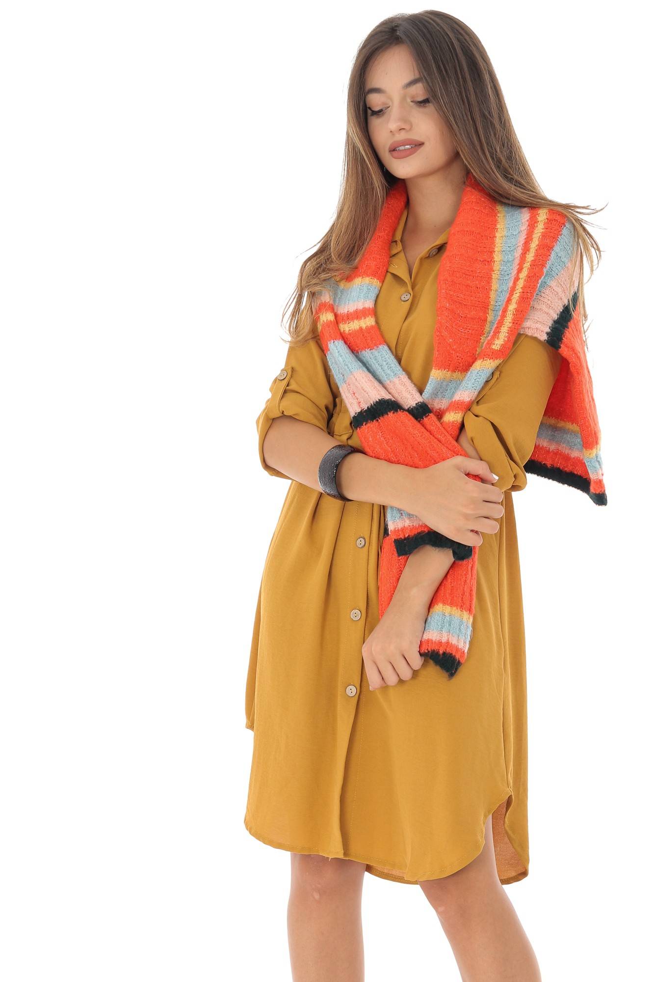 Rochie mustar, ROH, tip camasa, M