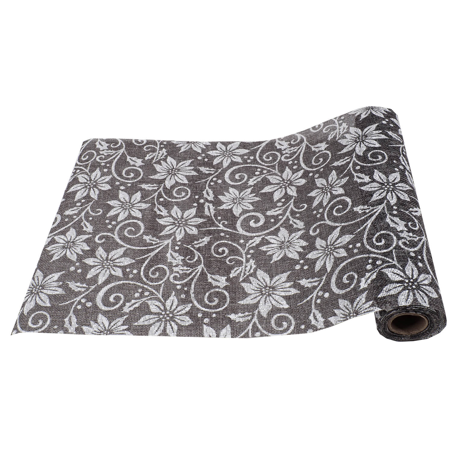 Runner Holly, argintiu cu flori, 28 cm x 2.75 m