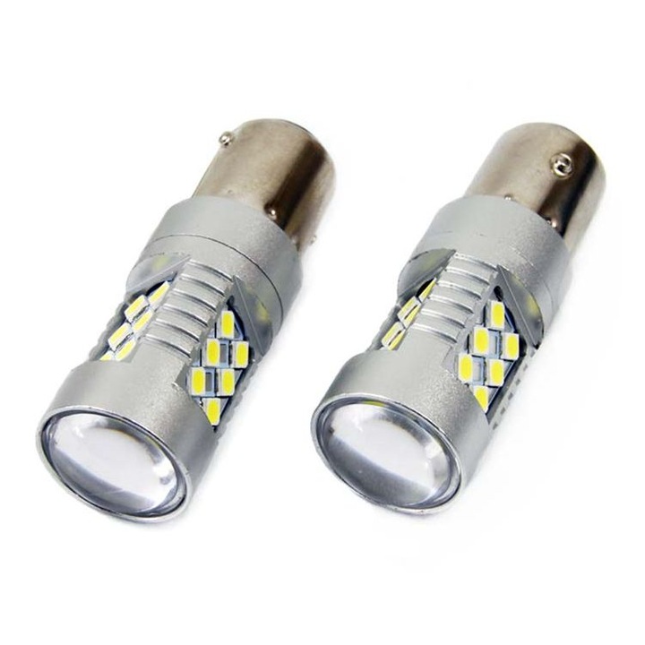 2 db CanBus LED izzó készlet 24SMD 3030 1156 (P21W) 12V / 24V, Fehér