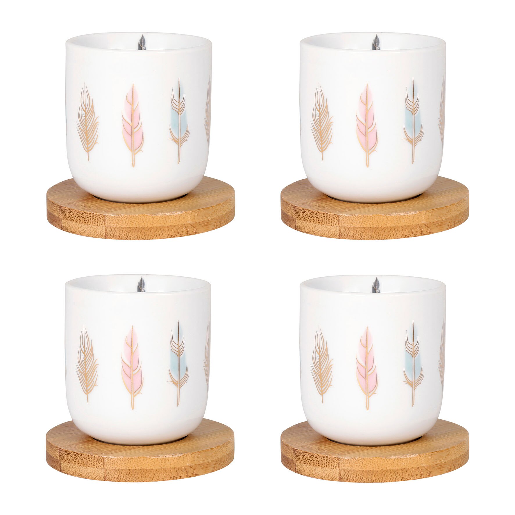 Set 4 cesti - Coffret Plumana, Ceramica, 100 ml