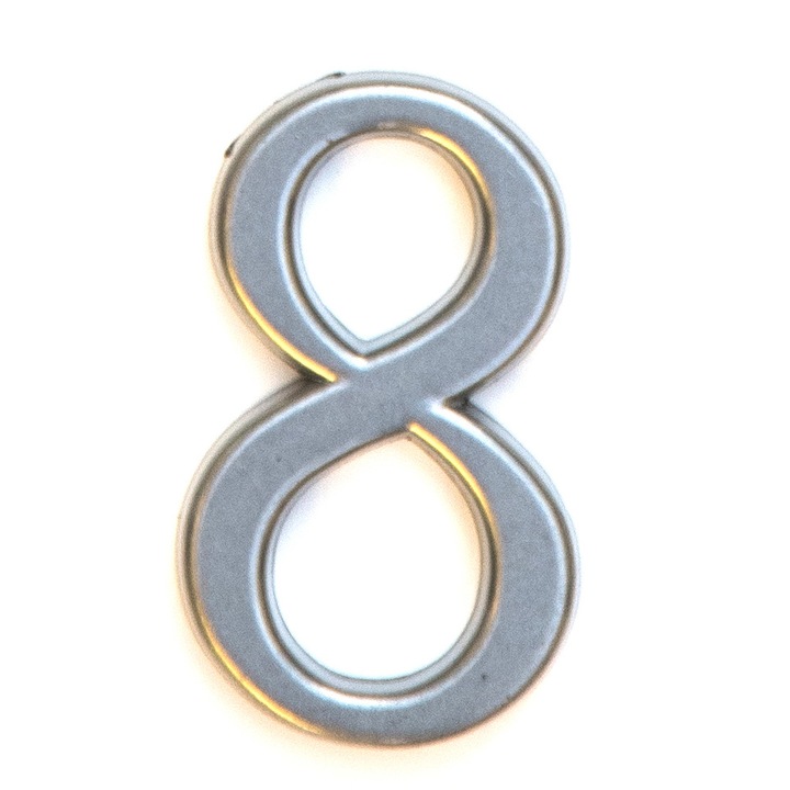 Numar apartament, Icon Tools, aliaj, zamak, 50mm, argintiu, cifra 8