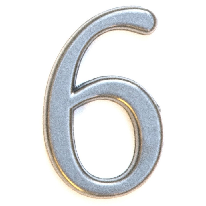 Numar apartament, Icon Tools, aliaj, zamak, 50mm, argintiu, cifra 6 / 9
