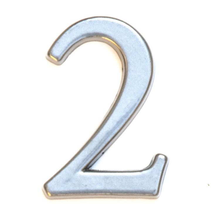 Numar apartament, Icon Tools, aliaj, zamak, 50mm, argintiu, cifra 2