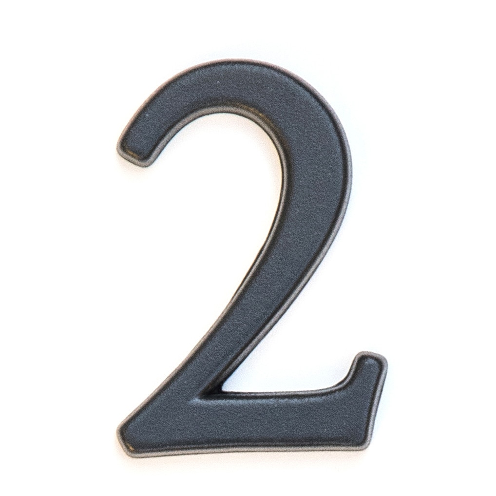 Numar apartament, Icon Tools, aliaj, zamak, 50mm, grafit mat, cifra 2