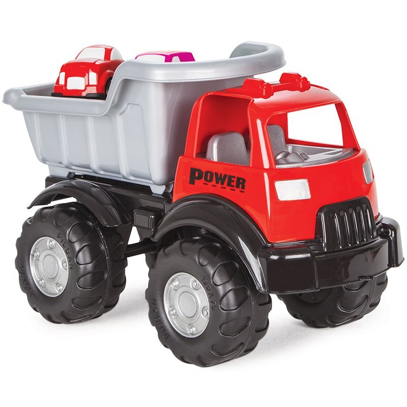 Camion de jucarie Power cu 2 mini masinute 26 x 49 x 31 cm, Pilsan