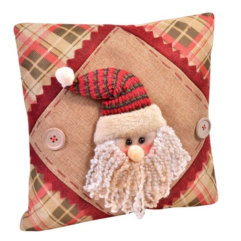 Perna decorativa, model mos craciun 3D, 30x30 cm, rosu/crem Perna decorativa, model mos craciun 3D, 30x30 cm, rosu/crem