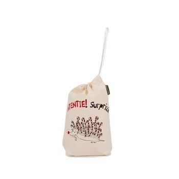 Geanta Atelierul de Panza, model saculet bumbac natur Atentie surpriza Geanta Atelierul de Panza, model saculet bumbac natur Atentie surpriza