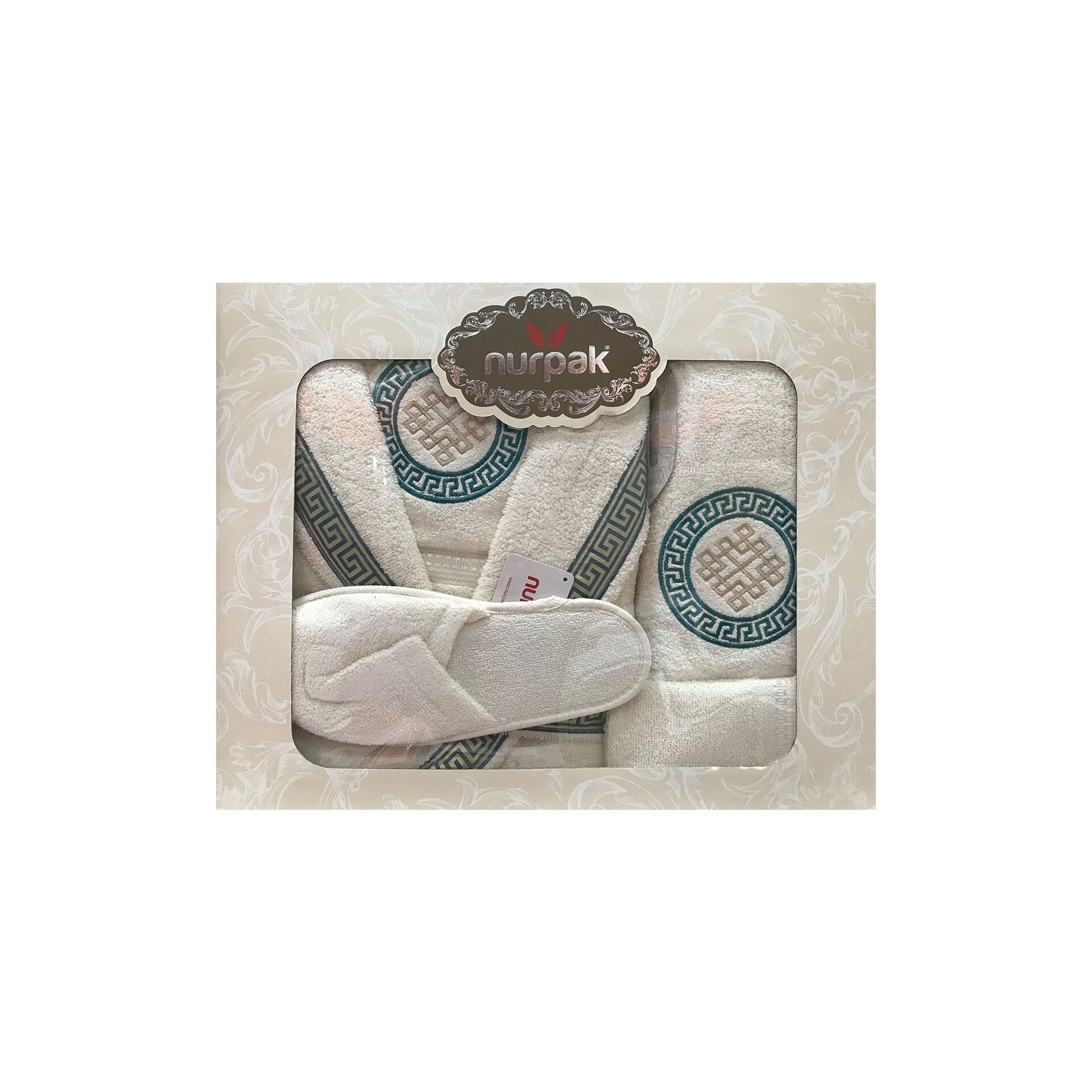 Set de baie 3 piese Nurpak , albastru + auriu