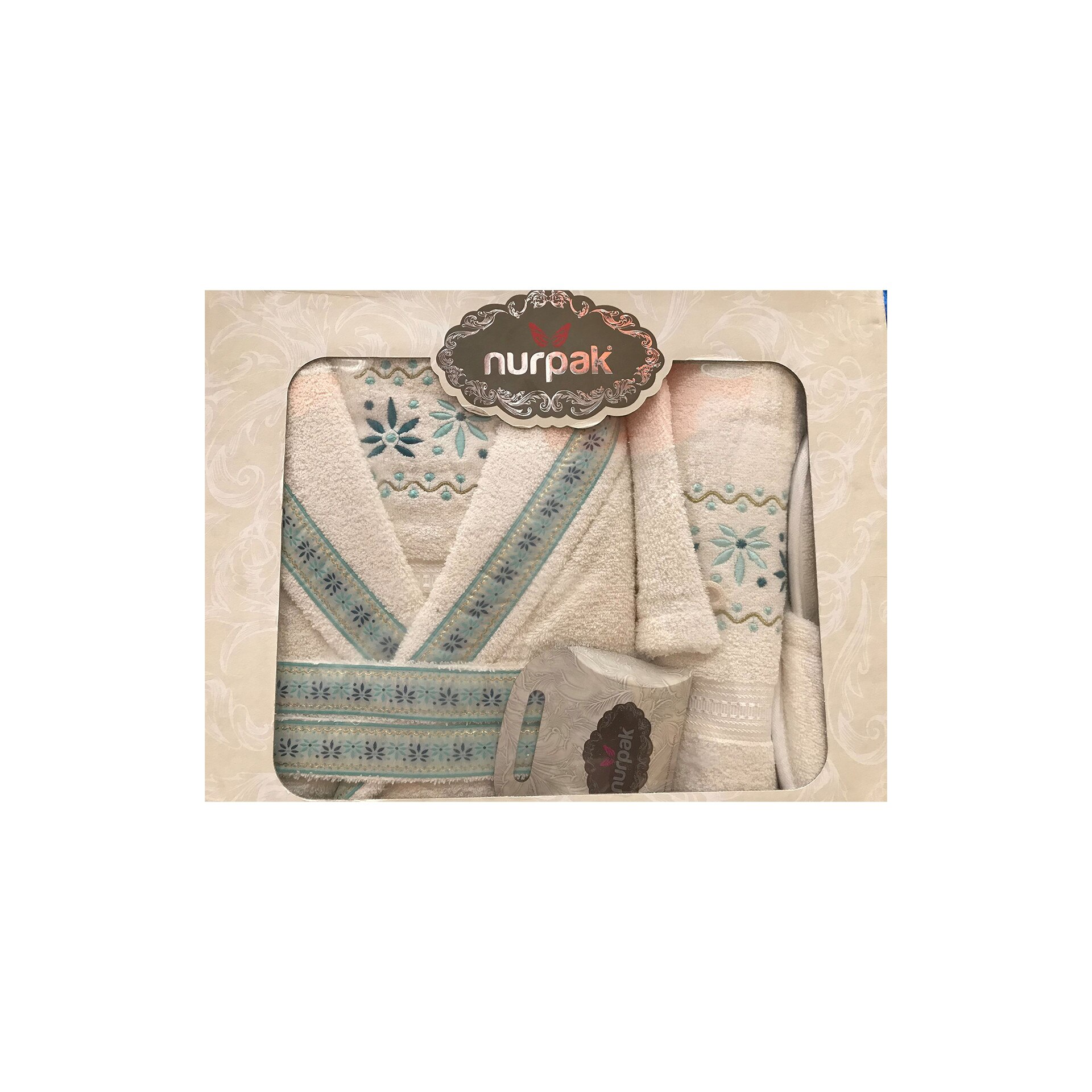 Set de baie 3 piese Nurpak , crem + blue