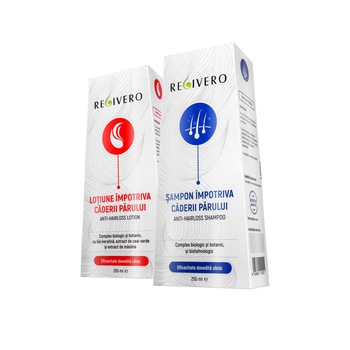 Tratament impotriva caderii parului, Regivero, formula cu 12 ingrediente naturale concentrate, 2x250ml Tratament impotriva caderii parului, Regivero, formula cu 12 ingrediente naturale concentrate, 2x250ml