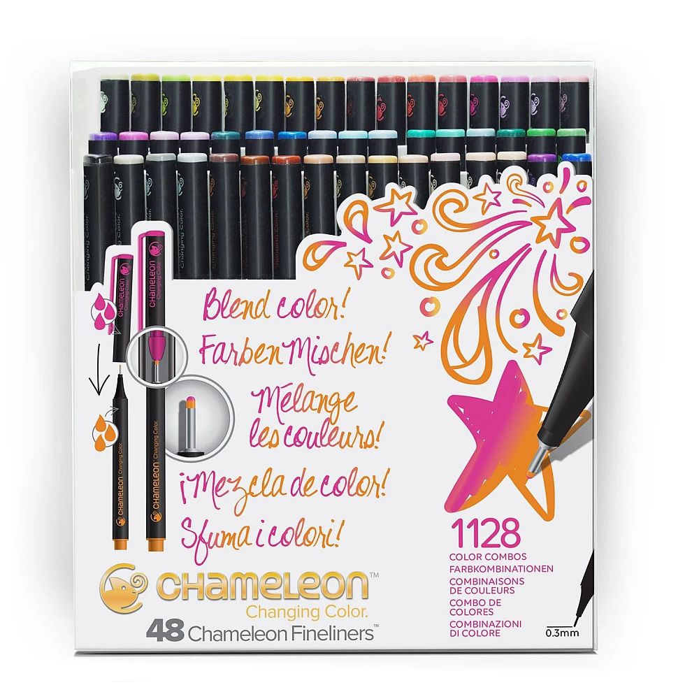 Fineliner multicolor CHAMELEON cu tonuri multiple de culoare 48/set Brilliant
