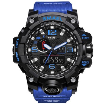 Ceas Barbatesc Smael Albastru, Shock Resistant, Army, Militar, Cronograf, Sport, Digital, Rezistent la apa Ceas Barbatesc Smael Albastru, Shock Resistant, Army, Militar, Cronograf, Sport, Digital, Rezistent la apa
