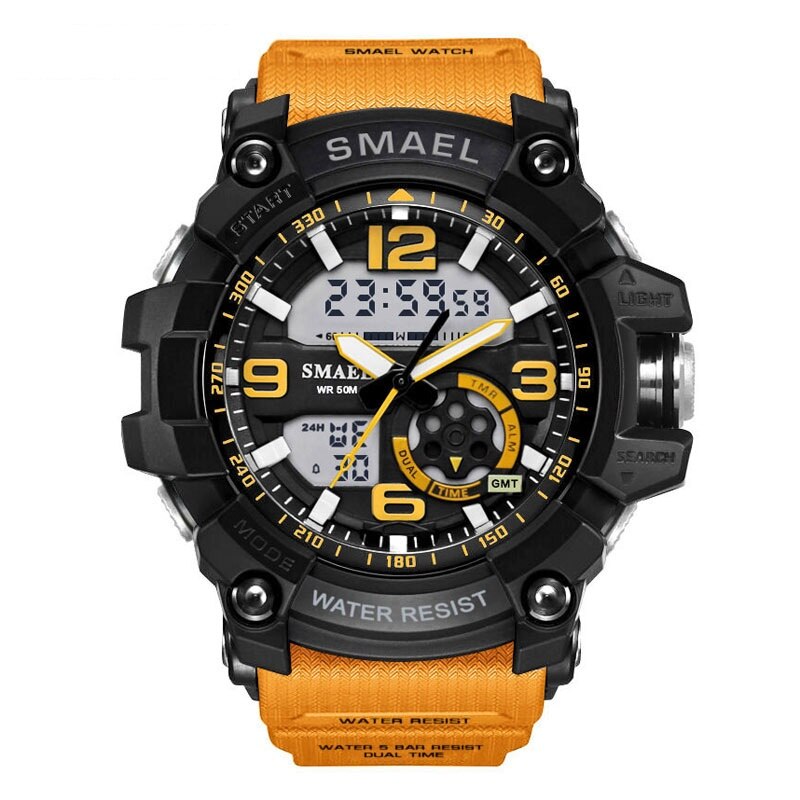 Ceas barbatesc, Militar, Sport, Orange, Smael, Alarma, Calendar, Dual time, Cronometru
