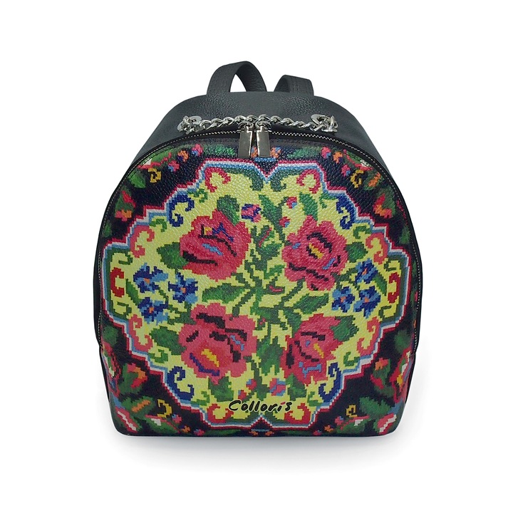 Rucsac din piele naturala personalizat cu print digital, Colloris, RD-01 Etnic 03