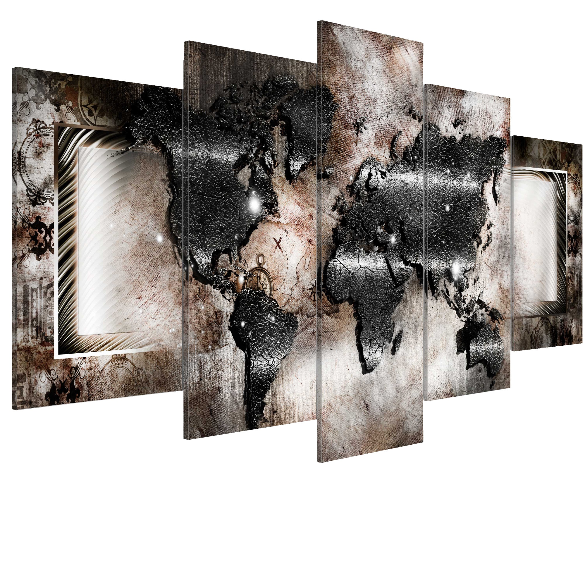 Tablou canvas 5 piese - Harta de grafit - 100 x 50 cm