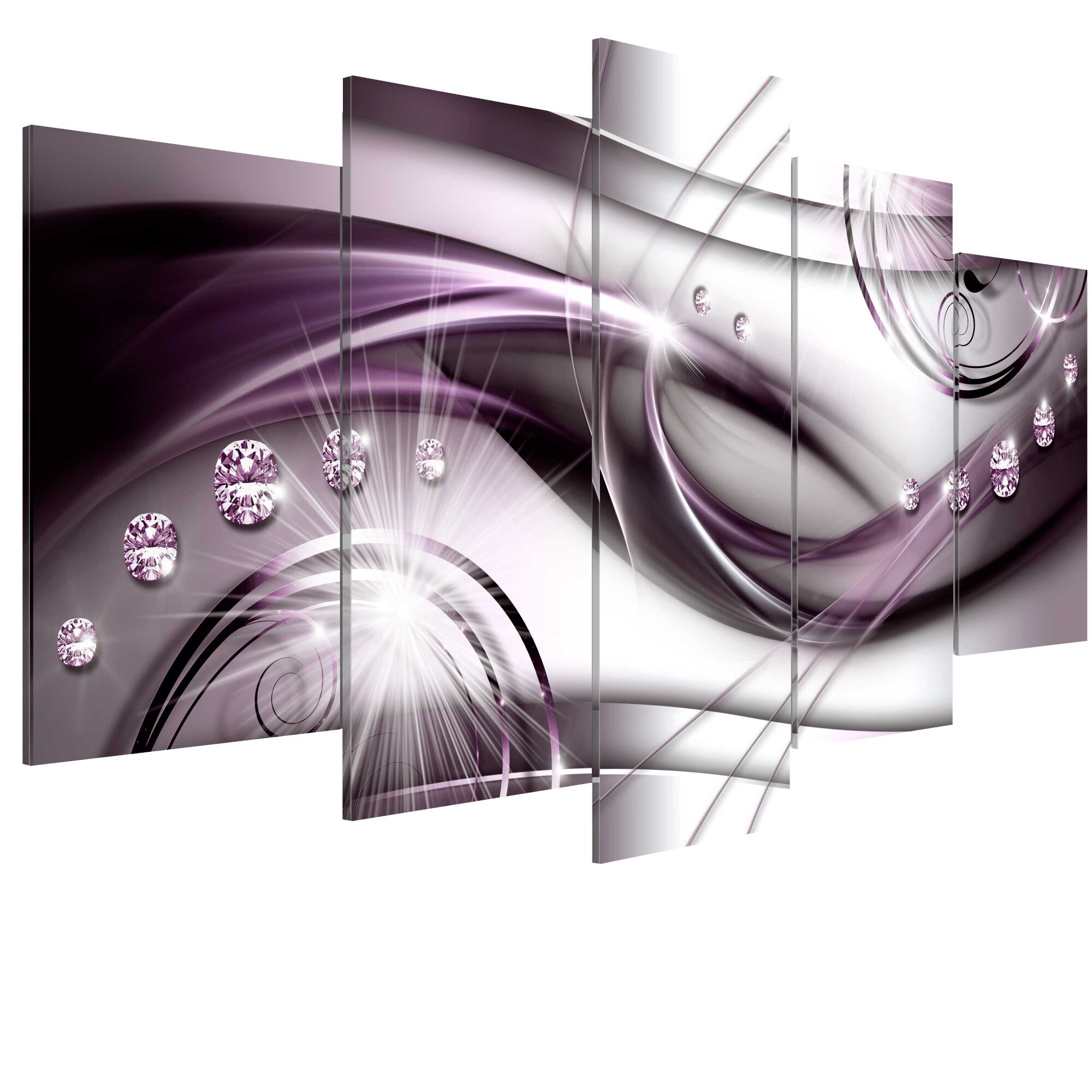 Tablou canvas 5 piese - Glow Violet - 200 x 100 cm