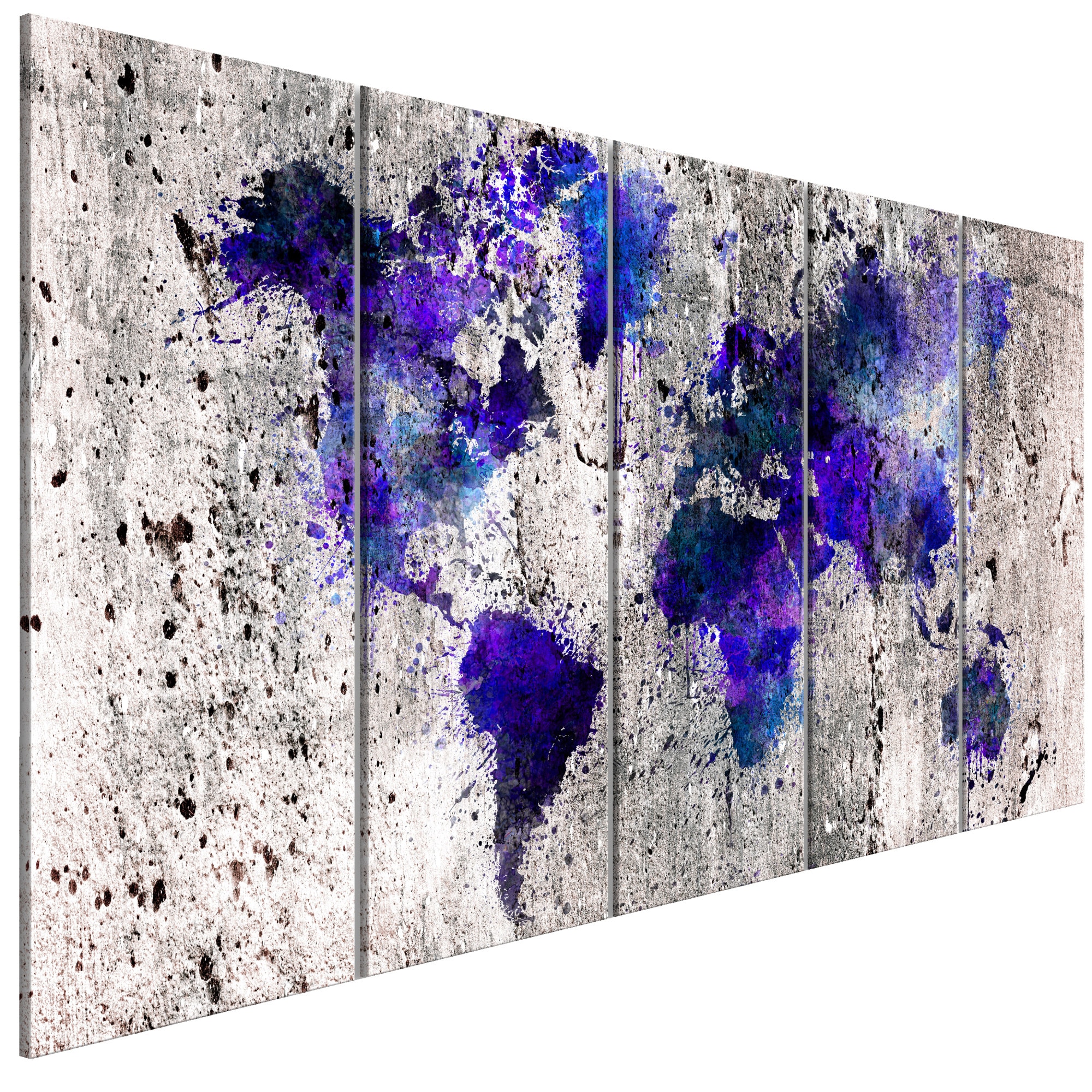 Tablou canvas 5 piese - Harta Mondiala Blocuri de cerneala Inguste - 225 x 90 cm