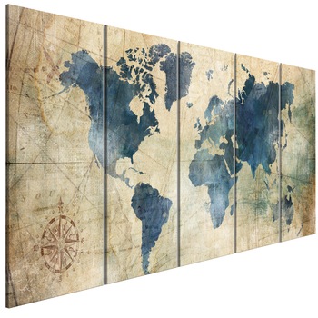 Tablou canvas 5 piese - Harta retro Ingusta - 200 x 80 cm Tablou canvas 5 piese - Harta retro Ingusta - 200 x 80 cm