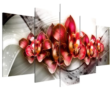 Tablou canvas 5 piese - Imperiul Orhideei - 200 x 100 cm