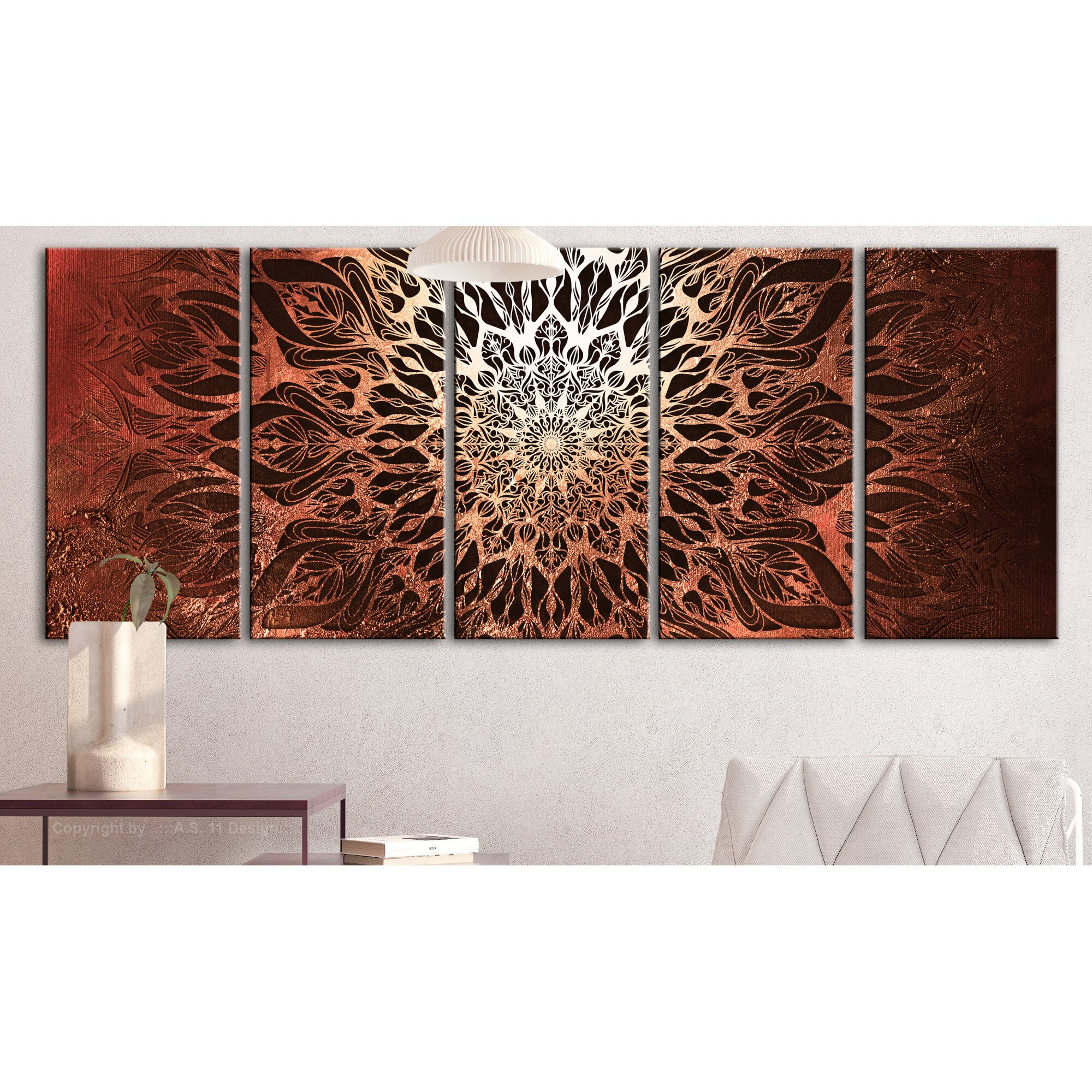 Tablou canvas 5 piese - Hipnoza portocaliu Ingust - 200 x 80 cm