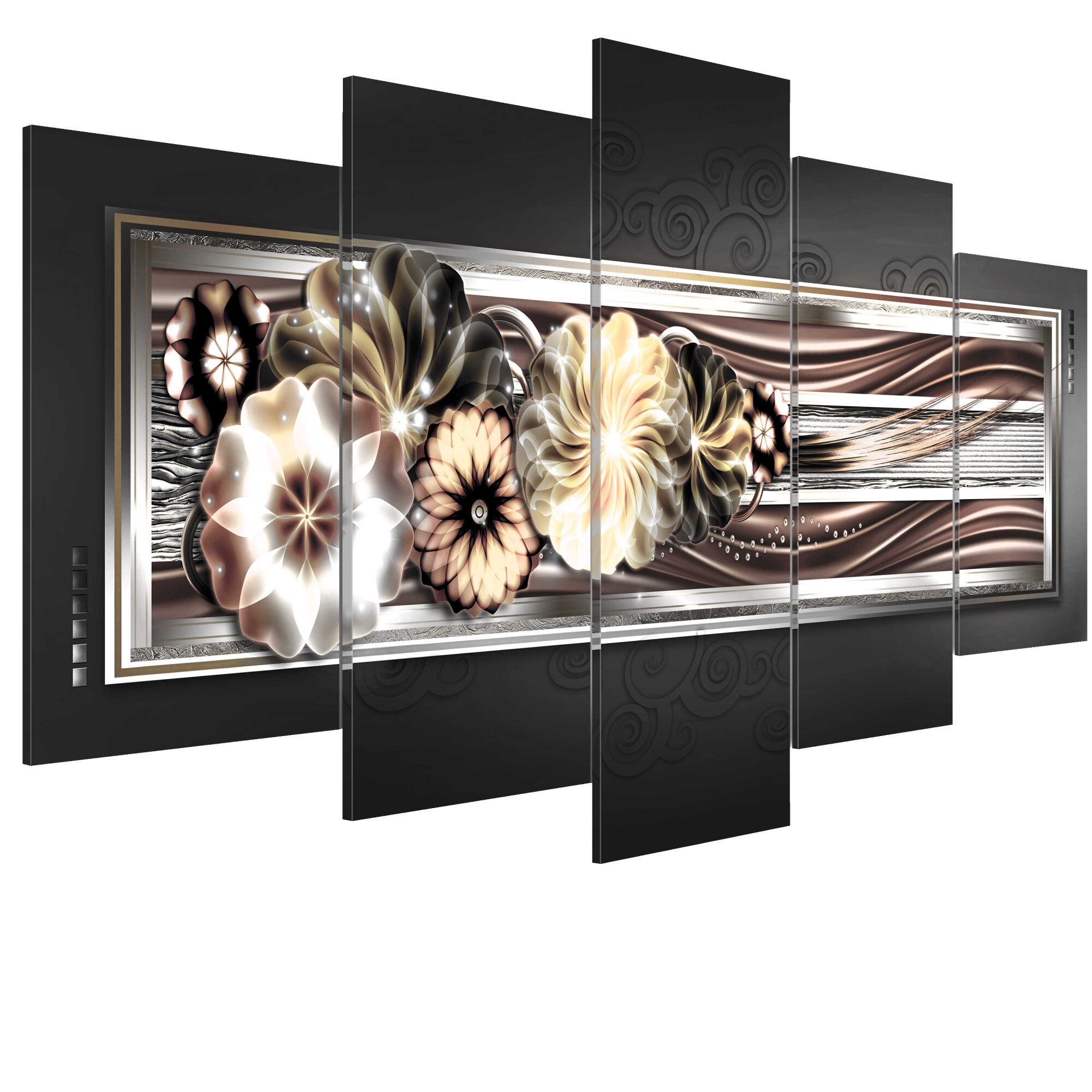 Tablou canvas 5 piese - In valurile de platina - 200 x 100 cm