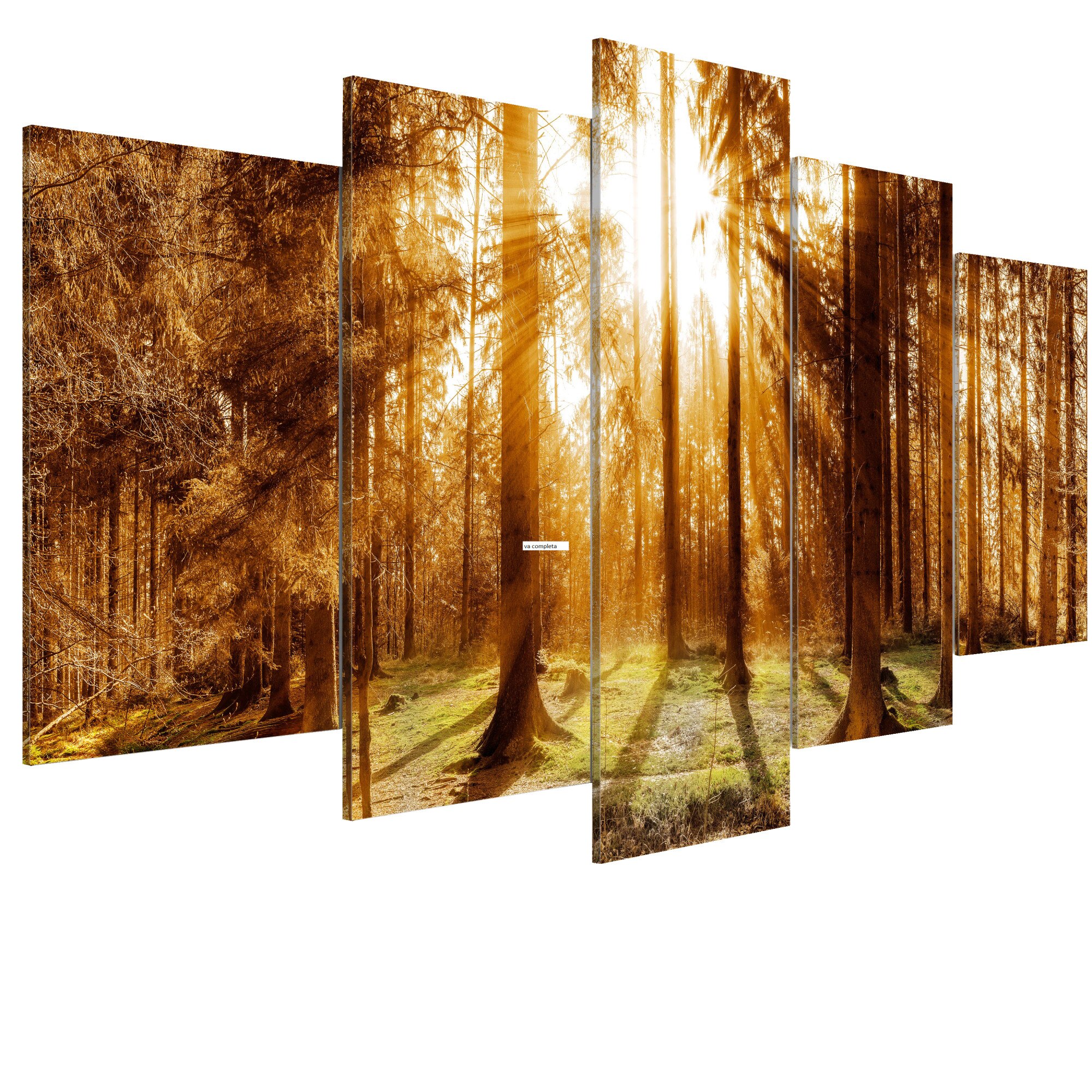 Tablou canvas 5 piese - Iluminarea padurii - 200 x 100 cm
