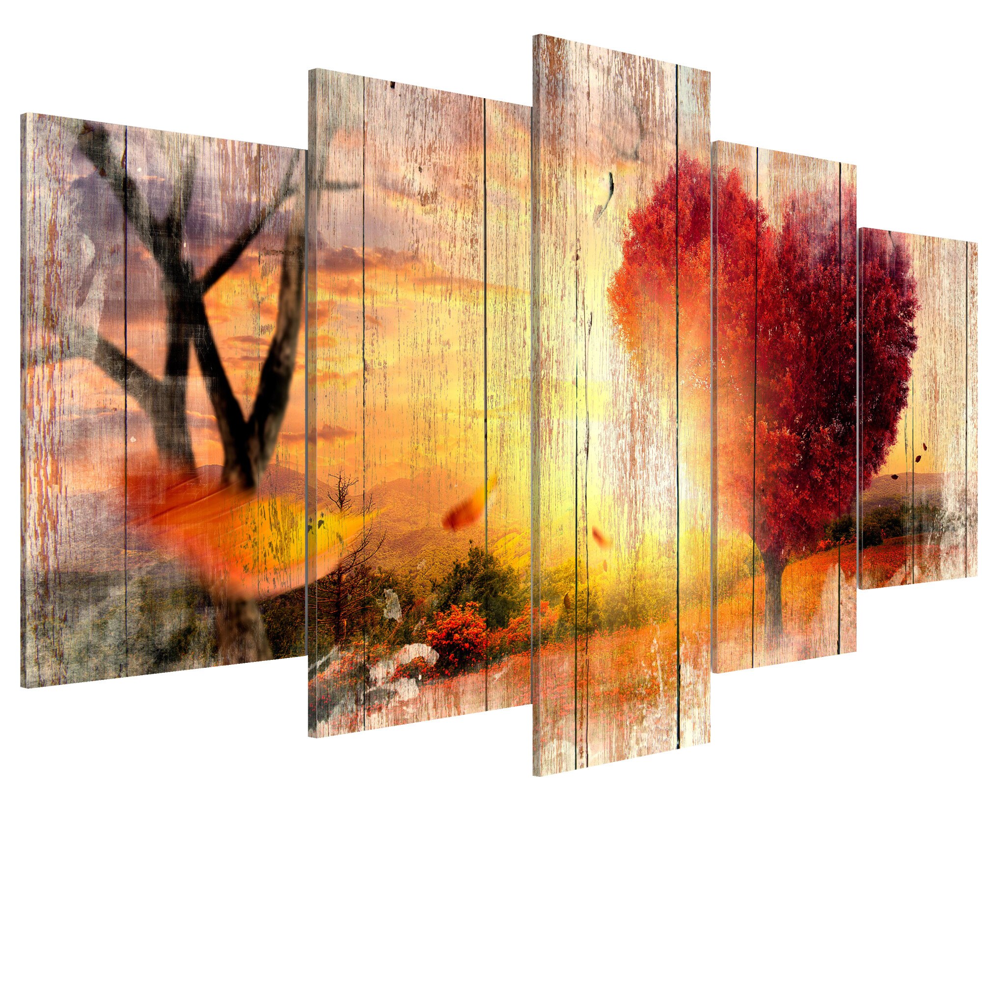 Tablou canvas 5 piese - Iubirea de toamna - 200 x 100 cm