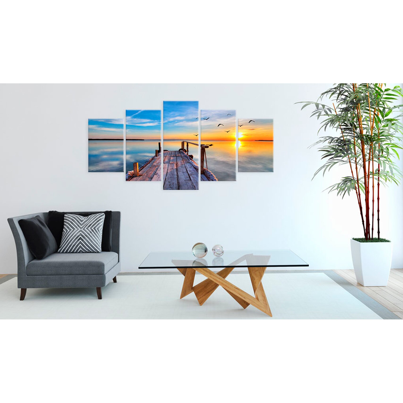 Tablou canvas 5 piese - Lacul amintirilor - 200 x 100 cm