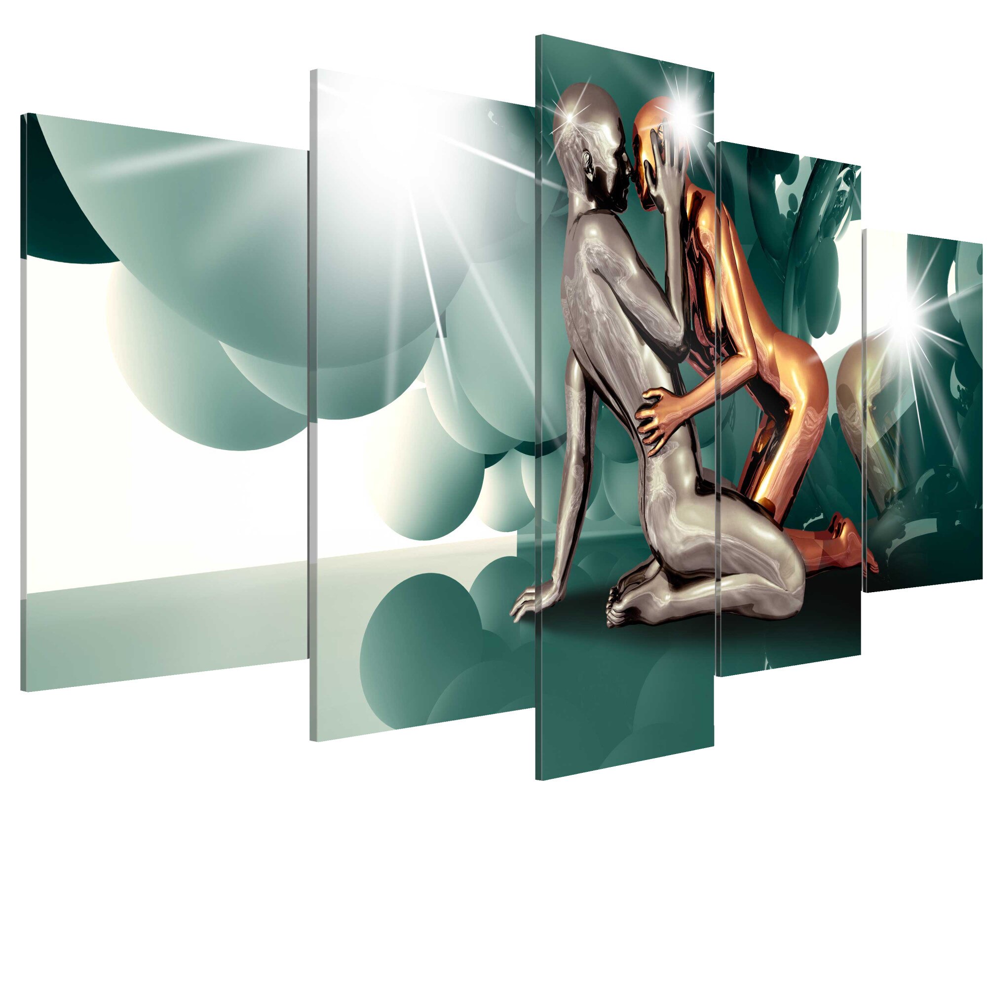 Tablou canvas 5 piese - Iubire azurica - 100 x 50 cm
