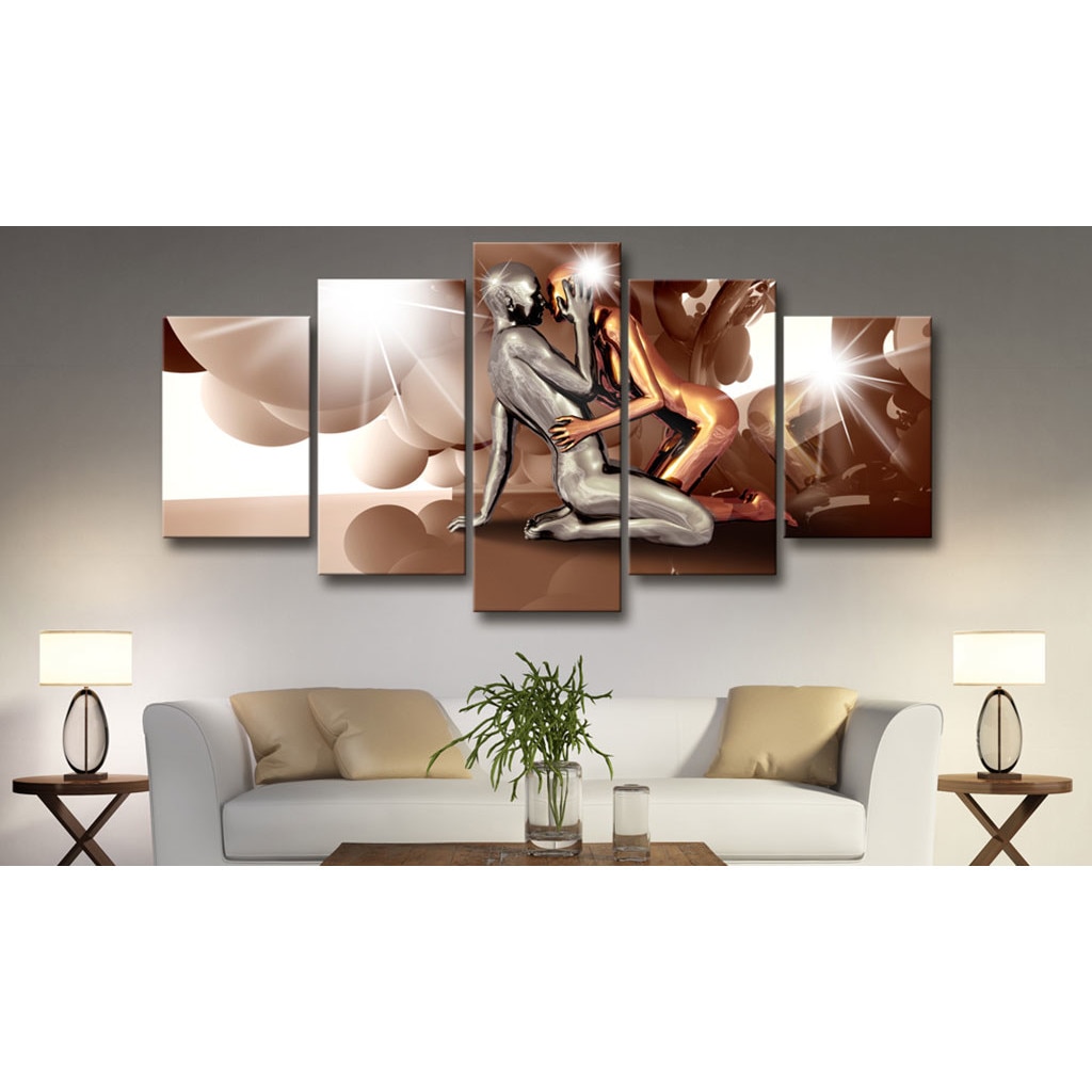 Tablou canvas 5 piese - Iubitorii de luna - 200 x 100 cm