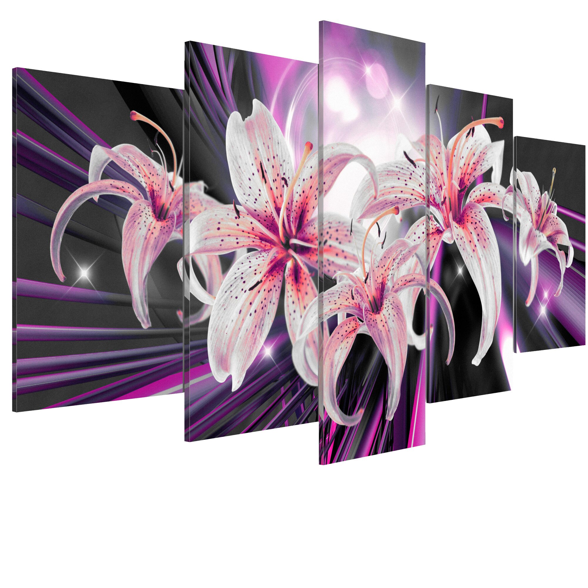 Tablou canvas 5 piese - Inspiratie violeta - 200 x 100 cm