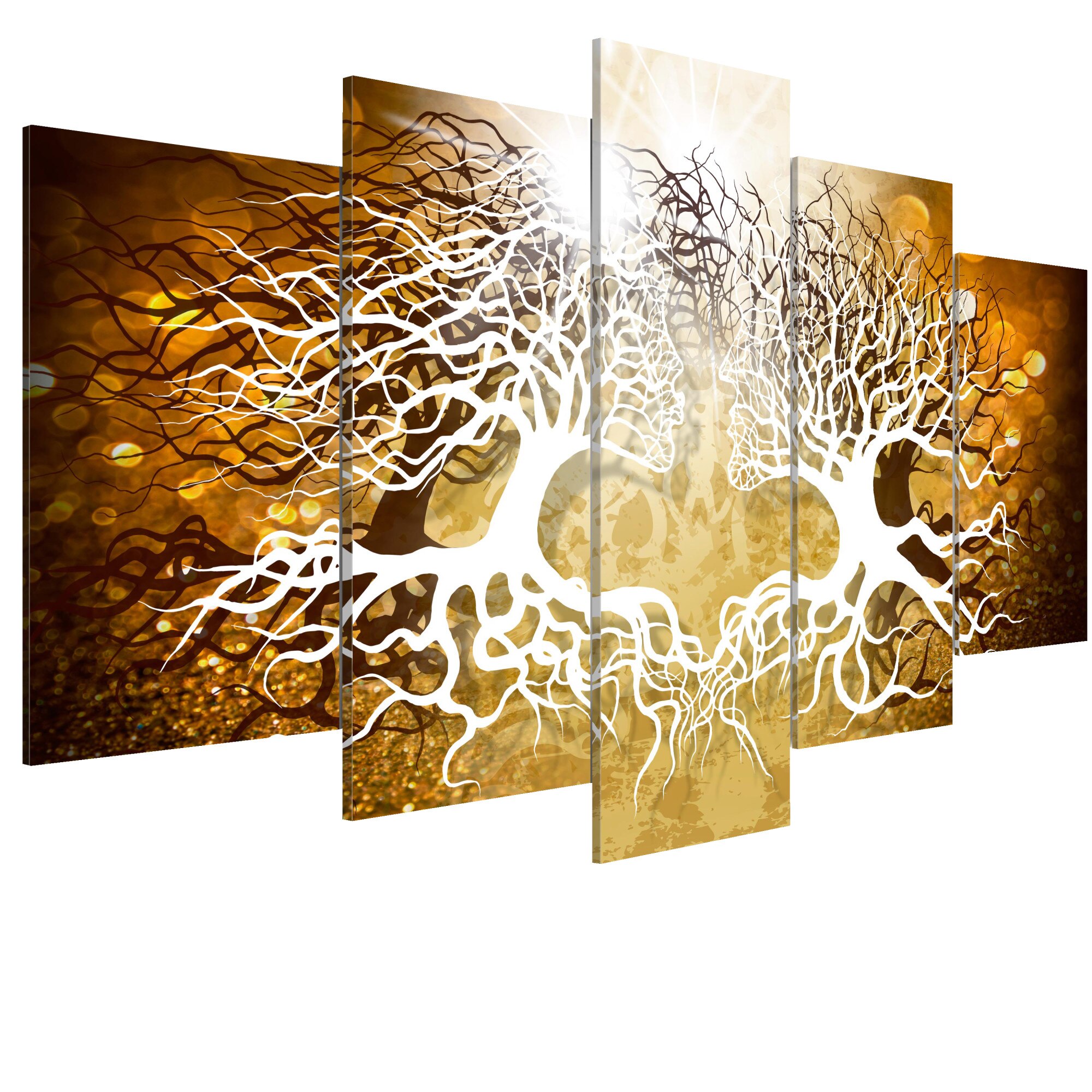 Tablou canvas 5 piese - Iubitorii de padure - 100 x 50 cm