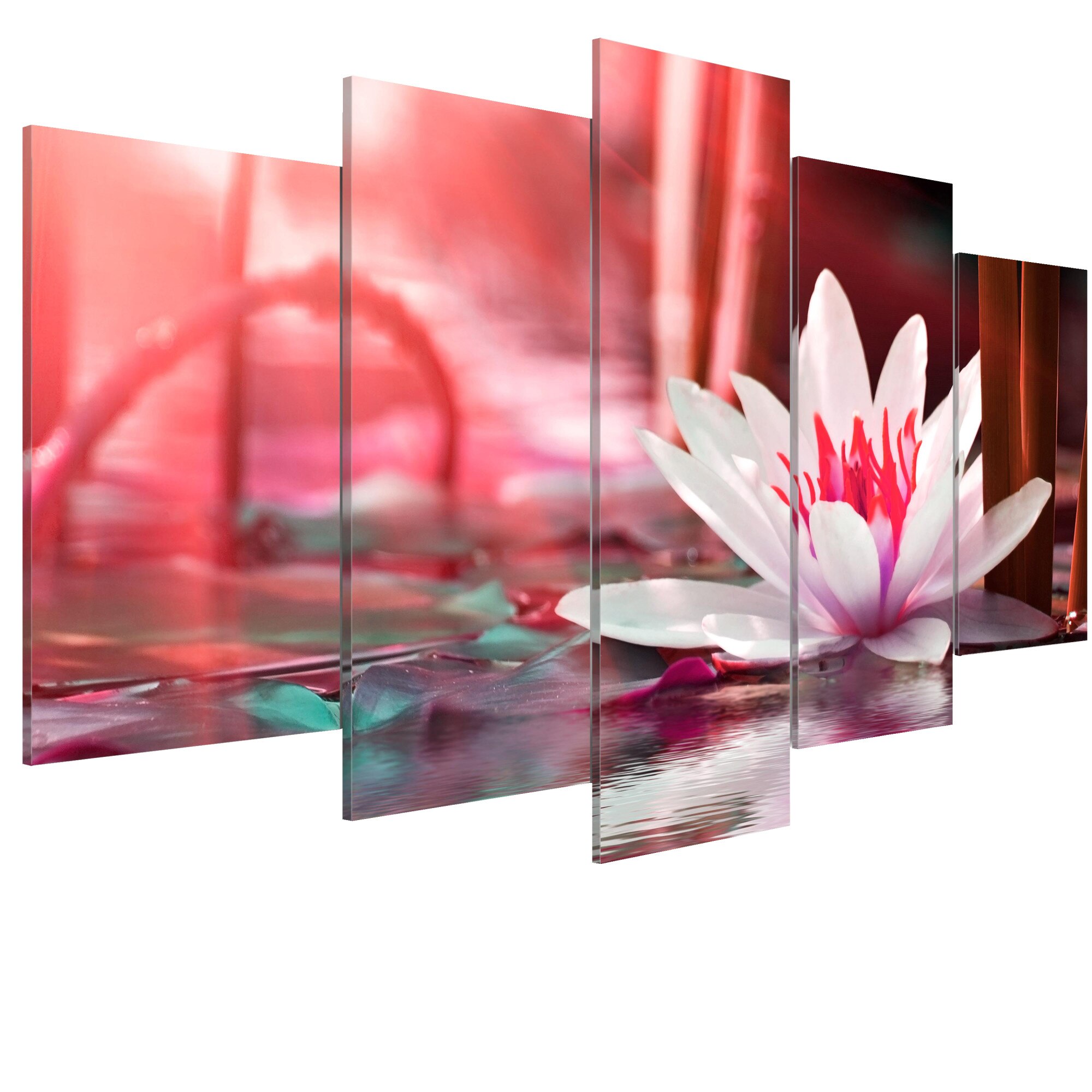 Tablou canvas 5 piese - Lotusul Amaranthine - 200 x 100 cm