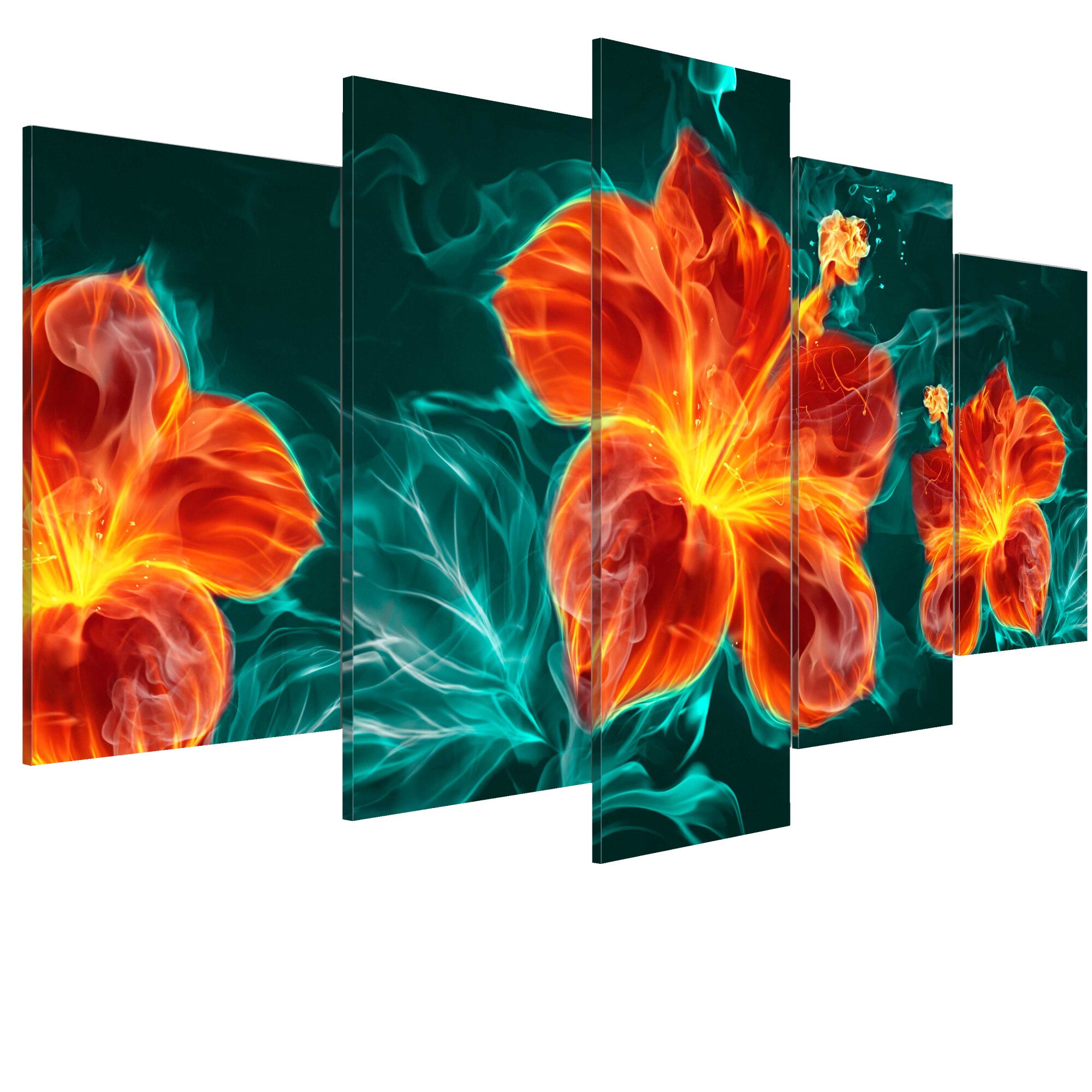 Tablou canvas 5 piese - Lily flacara - 100 x 50 cm